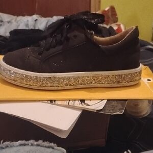 Well Worn And Taken Care Of Black Glitter Sneakers with Glitter Sole